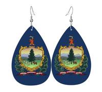 Unique Waterdrop Leather Earrings Fashion Dangle Earrings Jewelry Accessory Vermont State Flag Print