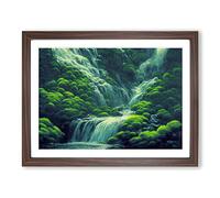 Unique Waterfall Framed Print | A3 Walnut Framed Wall Art | Ready to Hang | Modern Landscape Picture | Living Room Bedroom Lounge Office