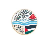 Unique Watermelon Flags River Brooch Symbolizing Cultural Alloy Laple Pin Jewelry for Fashion Enthusiasts Fashion Statement Pin