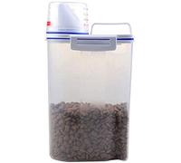 Unique WElinks Clear Pet Food Storage Container Airtight Dog Cats Foods Container with Measuring Cup, Pour Spout and Seal Buckles Food Dispenser for Pets, 2.5L