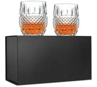 Unique Whisky Glasses Set of 2. Lead Free Ultra Clarity Glass Rocks Tumblers (300ml). 'Crystal Cask' by Van Daemon for Spirits, Bourbon, Scotch. Beautifully Gift Boxed (Transparent)