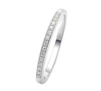 Unique White Gold Wedding Band Sets, Bridal Ring Set 18K with 0.07ct Round Shape Moissanite Size O 1/2