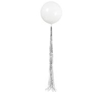 Unique White Latex Balloon 24" With Silver Tassel