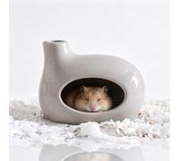 Unique Wine Bottle Shaped Ceramic Hamster Hideaway, All-Season Chimney-Shaped Small Animal Cave, Durable Hamster Hideaway, For Dwarf Hamster, Gerbil, Small Rodent(Grey)