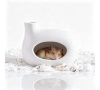 Unique Wine Bottle Shaped Ceramic Hamster Hideaway, All-Season Chimney-Shaped Small Animal Cave, Durable Hamster Hideaway, For Dwarf Hamster, Gerbil, Small Rodent(White)