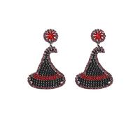 Unique Witch Hat Black Purple Crystal Dangle Drop Earrings for Women Fashion Punk Halloween Wizard Dangling Lightweight Funny Hypoallergenic Trendy Jewelry for Party Bff