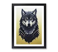 Unique Wolf Art No.4 Framed Print | A2 Black Framed Wall Art | Ready to Hang | Modern Animal Picture | Living Room Bedroom Lounge Office