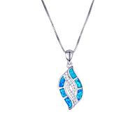 Unique Women Ladies Big Eye Pendants Necklaces Fashion Silver Color Statement Blue White Fire Opal Necklace