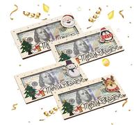 Unique Wooden Cash Envelope Money Wallet - Xmas Cash Holder for Christmas Party Gift, 4pcs-1, Default