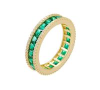 Unique Yellow Gold Engagement Rings for Women 18K, The Promise Ring Eternity with Green Square Shape Lab Created Emerald Size H 1/2