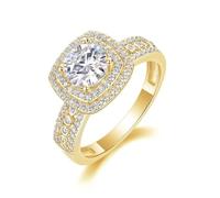 Unique Yellow Gold Engagement Rings for Women 18K, Womens Wedding Ring Luxury with 6.5mm Moissanite 1ct Size T 1/2