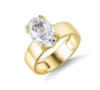 Unique Yellow Gold Ring 14K, Pretty Rings for Women Oval with 4.5ct Moissanite Size K 1/2