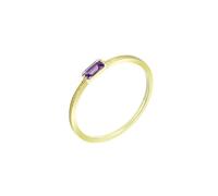Unique Yellow Gold Ring, Rings for Women Marriage with Purple Rectangle Amethyst 14K Size S 1/2