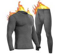 UNIQUEBELLA Men's Thermal Underwear,Home Thermal Underwear Set Men Winter Thermal Clothing Breathable Multifunctional SkiUnderwear for Running,Skiing, Football,Cycling-White