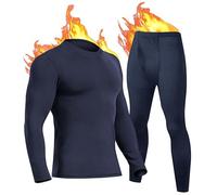 UNIQUEBELLA Men's Thermal Underwear,Home Thermal Underwear Set Men Winter Thermal Clothing Breathable Multifunctional Ski Underwear for Running,Skiing,Football,Cycling-Black