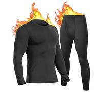 UNIQUEBELLA Men's Thermal Underwear,Home Thermal Underwear Set Men Winter Thermal Clothing Breathable Multifunctional Ski Underwear for Running,Skiing,Football,Cycling-Black