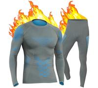 UNIQUEBELLA Mens Thermal Underwear Set Long Sleeve Tops Long Johns Thermal Base Layer Bottom Fleece Lined Quick Drying