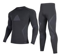 UNIQUEBELLA Mens Thermal Underwear Set Long Sleeve Tops Long Johns Thermal Base Layer Bottom Fleece Lined Quick Drying