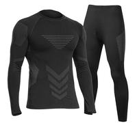 UNIQUEBELLA Mens Thermal Underwear Set Long Sleeve Tops Long Johns Thermal Base Layer Bottom Fleece Lined Quick Drying