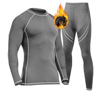 UNIQUEBELLA Mens Thermal Underwear Set Long Sleeve Tops Long Johns Thermal Base Layer Bottom Fleece Lined Quick Drying