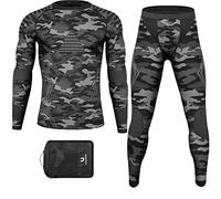UNIQUEBELLA Mens Thermal Underwear Set Long Sleeve Tops Long Johns Thermal Base Layer Bottom Fleece Lined Quick Drying