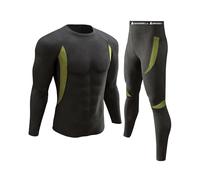 UNIQUEBELLA Mens Thermal Underwear Set Long Sleeve Tops Long Johns Thermal Base Layer Bottom Fleece Lined Quick Drying, M, Black 1
