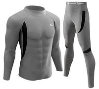 UNIQUEBELLA Mens Thermal Underwear Set Long Sleeve Turtleneck Tops Long Johns Thermal Base Layer Bottom Fleece Lined Quick Drying