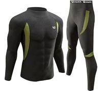 UNIQUEBELLA Mens Thermal Underwear Set Long Sleeve Turtleneck Tops Long Johns Thermal Base Layer Bottom Fleece Lined Quick Drying