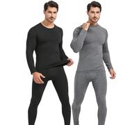 UNIQUEBELLA Men's Thermal Underwear two-piece,Home Thermal Underwear Set Men Winter Thermal Clothing Breathable Multifunctional Ski Underwear for Running,Skiing,Football,Cycling-Black