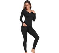 UNIQUEBELLA Womens Thermal Underwear Set,Crew Neck Long Sleeved Base Layer Top & Leggings Multifunctional Home Thermal Base Layers for Sports Skiing