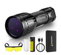 UniqueFire 1408 365nm uv Flashlight Light Powerful 3 LEDs Black Light for Pet Urine Detection Counterfeit Money, Jade, Yooperlite Flashlight (Battery not Included)