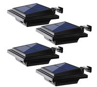 UniqueFire Outdoor Solar Gutter Lights, 40 LED Fence Lights Solar Waterproof Security Lamps for Eaves, Garden, Landscaping (4PCS Black, Warm Light)