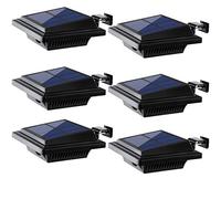 UniqueFire Solar Gutter & Fence Lights - 40 LED Outdoor Waterproof Security Lamps for Eaves, Garden & Walkway (6PCS Black, Warm Light)