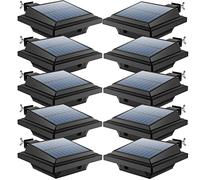 UniqueFire Solar Gutter Lights Outdoor, 40 LEDs Bright Solar Powered led Fence Light Deck Lights Waterproof for Wall, Deck, Fence, Stair, Step and Yard (Black Shell, 10Pack, Warm White)