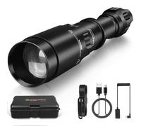 UniqueFire Upgrade 1605N T38 IR 940nm Illuminator LED Infrared USB Rechargeable Flashlight, Zoomable Tactical Torch Set, Rapid Focus & Dimmer Switch with LED Indicator, Lighting Up to 500M+