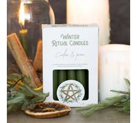 Uniqueful Cedar & Pine Winter Ritual Spell Candles in Green | Size: 12 Pack Uniqueful Green 12 Pack