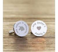 Uniqueful Men's Personalised Believe in Unicorns Daddy Silver Finish Cufflinks Uniqueful Silver One Size