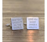 Uniqueful Men's Personalised Bestest Daddy Silver Finish Cufflinks for Dad Uniqueful Silver One Size