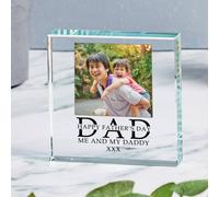 Uniqueful Men's Personalised DAD Happy Fathers Day Glass Token for Dad in Clear Uniqueful Clear