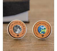 Uniqueful Men's Personalised Daddy Love You To The Moon & Back Cherry Wood Cufflinks in Silver Uniqueful Silver One Size
