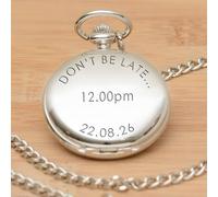 Uniqueful Men's Personalised Don't Be Late Silver Finish Pocket Watch Wedding Gift Uniqueful Silver One Size