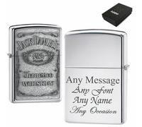 Uniqueful Men's Personalised Engraved Chrome Jack Daniels Zippo Lighter for Friend in Silver | Size: 1 Pack Uniqueful Silver 1 Pack