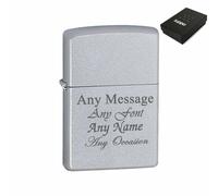 Uniqueful Men's Personalised Engraved Satin Chrome Zippo Official Zippo Lighter in Silver | Size: 1 Pack Uniqueful Silver 1 Pack