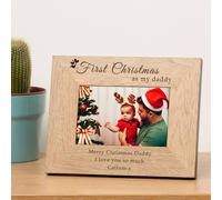 Uniqueful Men's Personalised First Christmas as My Daddy Wood Frame 7 x 5 Dad in Brown Uniqueful Brown