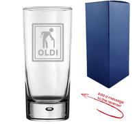 Uniqueful Men's Personalised Hiball Tumbler Oldi Design Message to the Reverse in Clear Uniqueful Clear