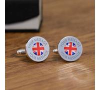 Uniqueful Men's Personalised Home Nation Flag Silver Finish Cufflinks for Friend Uniqueful Silver One Size