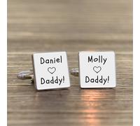 Uniqueful Men's Personalised Loves Daddy Silver Finish Cufflinks for Dad Father's Day Uniqueful Silver One Size