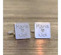 Uniqueful Men's Personalised Loving Couple Silver Finish Cufflinks Wedding Gift Uniqueful Silver One Size