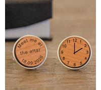 Uniqueful Men's Personalised Meet me at Altar Special Time Wood Cufflinks in Silver Uniqueful Silver One Size
