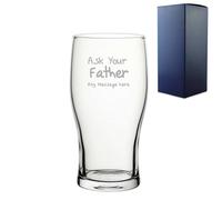 Uniqueful Men's Personalised Pint Glass 20oz with Ask Your Father Design Father's Day in Clear Uniqueful Clear